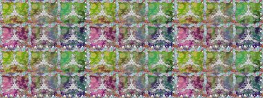 Yeşil renkte güzel bir tekstil. Çiçeklerle suluboya desenli çiçek deseni. Raster illüstrasyonu.