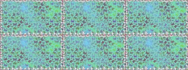 Giysi tasarımı için mavi arka planda dekor. Raster illüstrasyonu. Renkli kelebeklerin kusursuz arka planı.