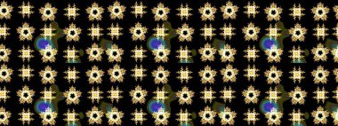 Siyah, sarı ve kahverengi renkli kar taneleri. Raster illüstrasyonu. Yılbaşı Biçimi.