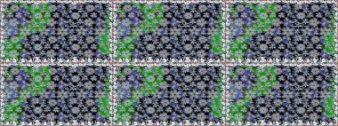 Çiçek ve yapraklı çiçek deseni. Küçük çiçekli şirin bir desen. Raster illüstrasyonu.