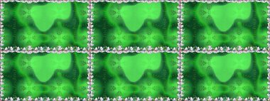 Hediye ambalaj kağıdı, tebrik kartları, posterler ve pankart tasarımı. Raster düz çiçekleri pürüzsüz desen. Yeşil renkte çiçekler.