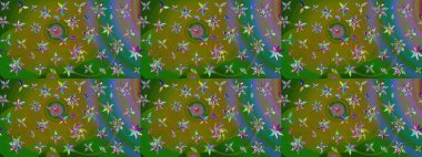 Raster güzel bir çiçek deseni çizmiş. Yeşil renkli çiçekler. Tatil havası. Bahar mevsimi. Nazik romantik baskı.