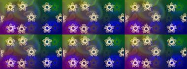 Soyut kar taneleri arkaplanda izole edilmiş düz dizayn. Kar tanesi rengarenk desen. Raster kar taneleri arka planda. Raster illüstrasyonu. Kar taneleri deseni.