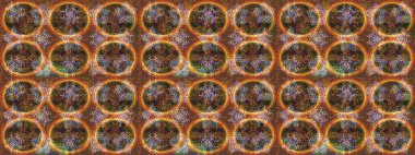 Modern tasarım posteri, kapak, kahverengi, turuncu ve gri renkli kart tasarımı. Son moda kar taneleri ve elementler onun kartlarını gösteriyor. Kar taneleri tasarımı. Retro biçim dokusu, şablon kış elementleri.