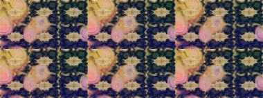 Tekrarlayan ögelerle soyut arkaplan çiz. Mavi ve altın desenli. Zarif raster klasik desen.