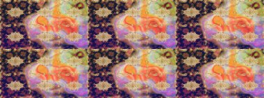 Klasik çiçek dokusu. Kart, duvar kağıdı, ambalaj ve tekstil için klasik tasarım. Tarafsız renklerde Royal retro. Raster illüstrasyonu. Eskiz kalıbı altın elementler. Altın şablon.