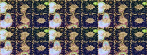 Damask altın soyut çiçek deseni mavi renkte. Raster illüstrasyonu. Süsleme.