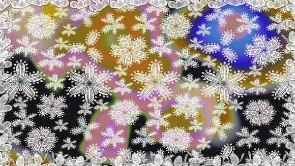 Düz Çiçek Elementleri Tasarımı. Renkli Bahar Temalı Kusursuz Arkaplan. Güzel çiçek deseni. Tarafsız renklerde çiçekler.