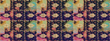 Oriental raster klasik mavi ve altın desenli. Raster illüstrasyonu. Soyut arkaplan çizimi.