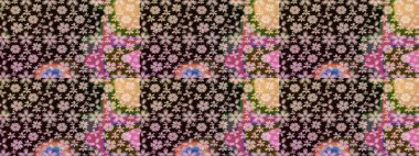 Siyah renkli çiçekler. Raster düz çiçek çizim deseni. Tasarım hediye paketi, tebrik kartları, posterler ve afiş tasarımı.