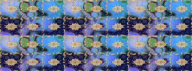 Klasik altın desenli eskiz. Raster illüstrasyonu. Altın elementli mavi renklerde altın eskiz deseni. Tekrarlayan ögelerle soyut arkaplan Raster.