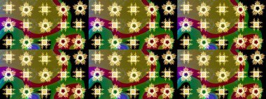 Raster düz çiçek çizim deseni. Kahverengi renkli çiçekler. Tasarım hediye paketi, tebrik kartları, posterler ve afiş tasarımı.