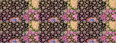 Siyah renkli çiçekler. Raster düz çiçek çizim deseni. Tasarım hediye paketi, tebrik kartları, posterler ve afiş tasarımı.