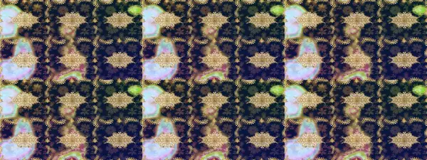 Damask altın soyut çiçek deseni mavi renkte. Raster illüstrasyonu. Süsleme.