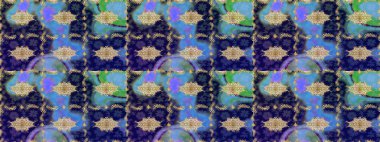 Damask eskiz süsü. Klasik oryantal desen mavi renkten üstündür. Geleneksel raster ve altın desen.