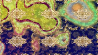 Altın elementli mavi renklerde altın eskiz deseni. Mavi renkli ve altın elementli eskiz deseni. Noel, kar tanesi, yeni yıl.