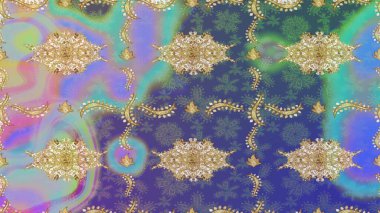 Kıvrımlı çizimler. Doğulu stil, altın elementlerle altın rengi nötr renkte arabesk yapar. Raster altın desen.