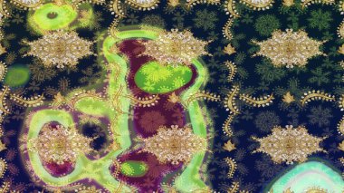 Altın elementlerle mavi renklerde altın desen. Geleneksel klasik altın desen. Barok tarzında eskiz oryantal süsü. Raster doğulu süsü.