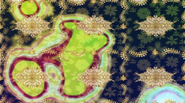 Raster altın desen. Kıvrımlı çizimler. Doğulu stil, altın elementli mavi renkli altın desenli arabesk yapar..