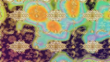 Doğu tarzı arabesk tarzında altın elementler. Tarafsız renklerde çizim kalıbı. Raster Golden eskiz kalıbı. Altın desenli bukleler çiz.