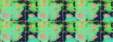 Dekoratif simetri arabesk. Raster illüstrasyonu. Ortaçağ çiçek desenini çiz. Yeşil renkte altın. Doğum günü, davetiye ya da afiş için tebrik kartı.