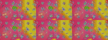 Çizim çiçek deseni duvar kâğıdı olarak kullanılabilir. Pembe renkli çiçekler. Raster illüstrasyonu.