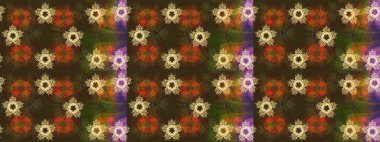 Nakış desenli çiçek deseni. Parmak izi, kumaş, duvar kâğıdı, tekstil için raster dokusu. Renkli grunge soyut arkaplanı colokahverengi çiçeklerle zenginleştirir.