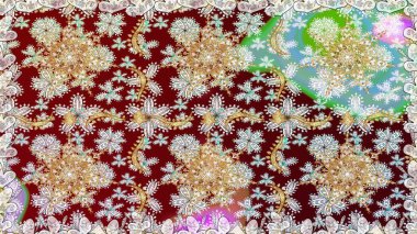 Tarafsız renklerde altın rengi ve altın elementler üzerinde altın pürüzsüz desen. Tekrarlayan elementlerle soyut arkaplan oluşturun. Kusursuz damaske klasik altın desen. Raster illüstrasyonu.