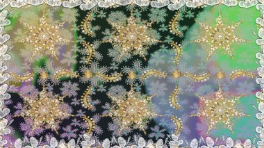 Barok tarzında kusursuz bir doğulu süsü. Gri renkli ve altın elementli geleneksel klasik altın sarısı desen.