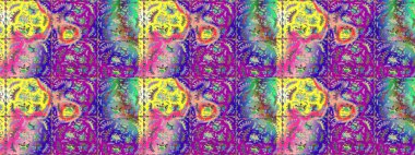 Düz Çiçek Elementleri Tasarımı. Renkli Bahar Teması eskiz kalıbı. Süslü kumaş deseni. Raster illüstrasyonunda çiçek deseni çizimi.