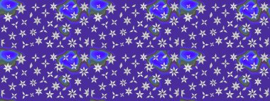 Raster illüstrasyon. Güzel doodles çiçekler ile Dikişsiz çiçek deseni. Küçük çiçek sevimli çiçek desen. Güzel kumaş deseni.