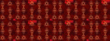 Kar tanelerinin soyut arkaplanı olan şirin bir Noel arkaplanı. Kırmızı, siyah ve kahverengi kar taneleri. Raster illüstrasyonu. Renkler. Noel ve Yeni Yıl moda baskıları için tatil tasarımı.