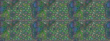 Mavi ve yeşil arka planda kelebek deseni var. Kumaş, kağıt, ambalaj kâğıdı ve duvar kağıdı tasarımı için hoş bir arka plan. Raster illüstrasyonu.