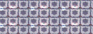 Raster düz çiçekleri pürüzsüz desen. Hediye ambalaj kağıdı, tebrik kartları, posterler ve pankart tasarımı. Tarafsız, gri ve mor renkte çiçekler.