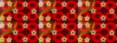 Kar taneleri radyal kırmızı, kahverengi ve turuncu renkler. Renkli arka planda güzel kar taneleri. Raster illüstrasyonu..