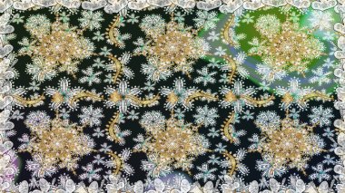 Raster geometrik arka plan. Senin tasarımın için, duvar kağıdı. Altın rengi, kusursuz çizim. Gri renklerde, altın çiçekli altın desenler..