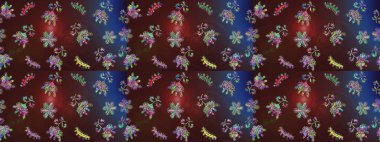 Kış kar taneleri, raster arka plan. Yüzey için tekrarlanan doku, ambalaj kağıdı, kahverengi, mor ve mavi renkte kar tanesi.