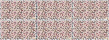 Kumaş, tekstil, baskı ve davetiye için arka plan. Suluboya soyut parlak desenli kelebek kanatları, retro renkler. Resimler gri ve nötr renklerde.