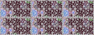 Renkli Bahar Temalı Kusursuz Arkaplan. Düz Çiçek Elementleri Tasarımı. Güzel çiçek deseni. Kahverengi renkte çiçekler.