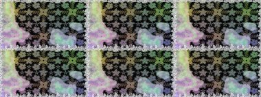 Raster illüstrasyonu. Çiçek ve yapraklı karalama şeklinde Raster çiçek deseni. Gri renkte bahar çiçekleri..