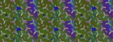 Retro tarzı, kış elementleri. Son moda kar taneleri ve elementler onun kartlarını gösteriyor. Kar taneleri tasarımı. Modern soyut tasarım posteri, kapak, yeşil, mor ve mavi renkli kart tasarımı.