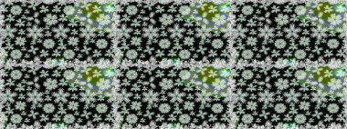 Siyah renkli şirin tekstil. Renkli, pürüzsüz desen. Çiçek duvar kâğıdı. Raster illüstrasyonu. Çiçek arka planı.