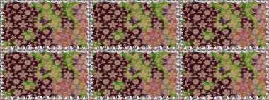 Kumaş, duvar kağıdı ve kağıt üzerine baskı yapmak için gelişen arka plan. Raster illüstrasyonu. Sevimli, pürüzsüz desenli, küçük çiçekli, klasik tarzda. Moda arka planında parlak buketler.