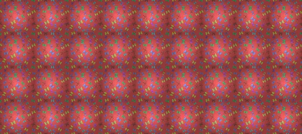 Renkli arkaplanda ilginç karalamalar olan kusursuz desen. Pano. Raster illüstrasyonu. Kelebekler.