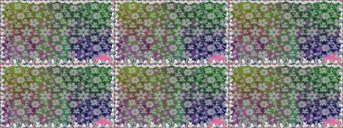 Çiçek deseni. Düz Çiçek Elementleri Tasarımı. Renkli Bahar Temalı Kusursuz Arkaplan. Raster pürüzsüz Güzel kumaş deseni.