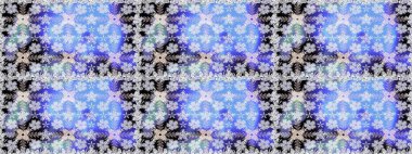Raster illüstrasyonu. Çiçek süsü ile kusursuz desen. Mavi renkte çiçekler.