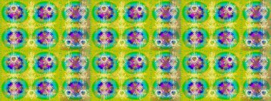 Çiçeksel fantezi tasarımı ve parlak bir arka plan çizimi. Renkli Bahar Teması eskiz kalıbı. Düz Çiçek Elementleri Tasarımı.