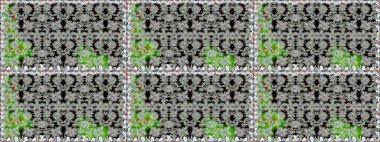 Patlayan çiçekler soyut olarak yerleştirilmiş. Nazikçe, rengarenk bahar çiçekleri. Raster illüstrasyonu. Raster deseni.