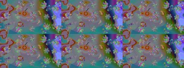 Kumaş, duvar kağıdı ve kağıt üzerine baskı yapmak için gelişen arka plan. Raster illüstrasyonu. Moda arka planında parlak buketler. Eski usul küçük çiçekli şirin bir eskiz deseni..