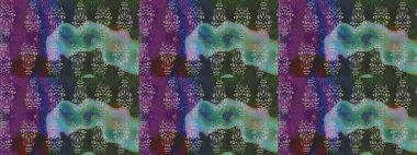 Çiçek ve yapraklı karalama şeklinde Raster çiçek deseni. Raster illüstrasyonu. Yumuşak, yeşil renkte bahar çiçekleri.